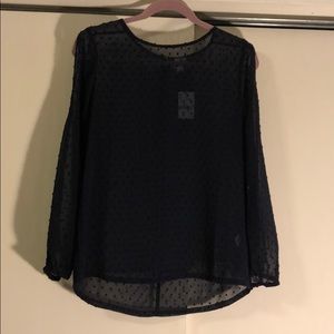 NWT Navy J. Crew Sheer Polka Dot Top.